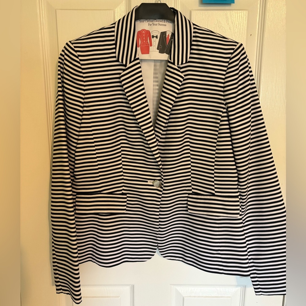 Calvin Klein Black and White Striped Blazer